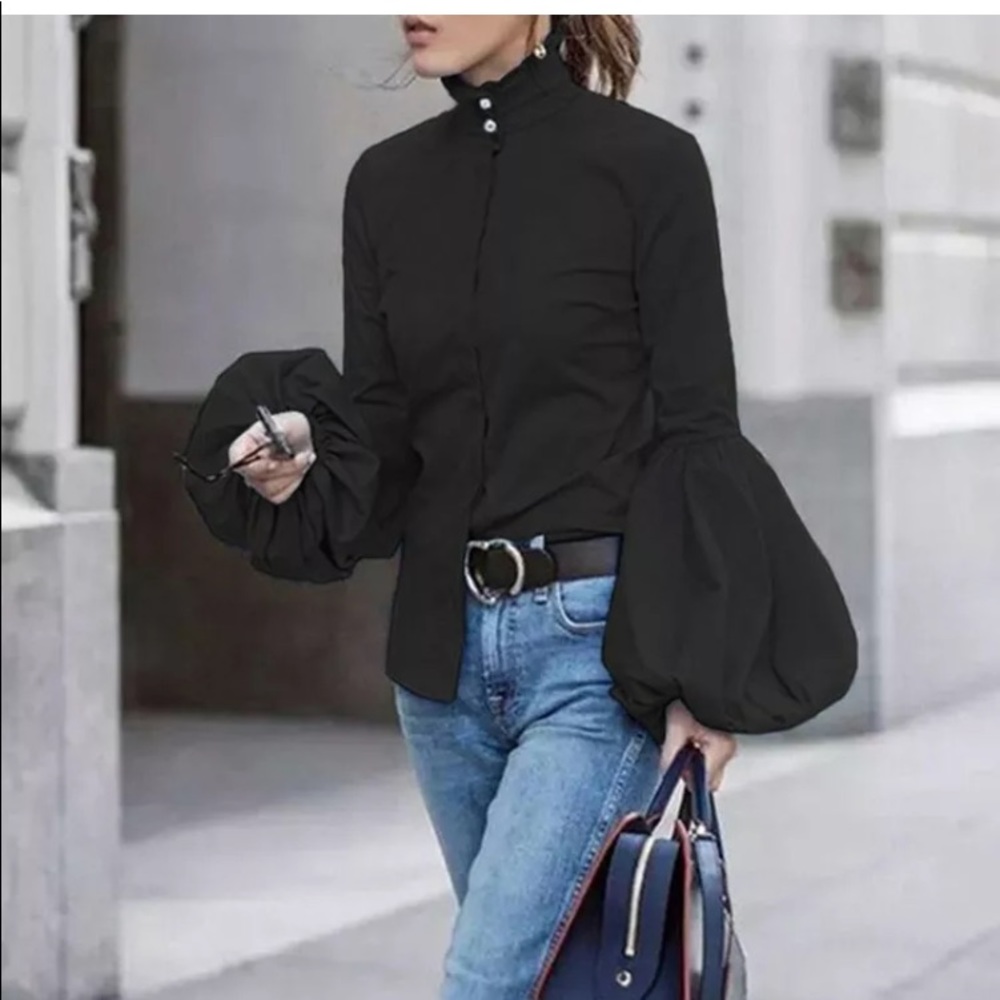 Fashion bubble sleeve casual top